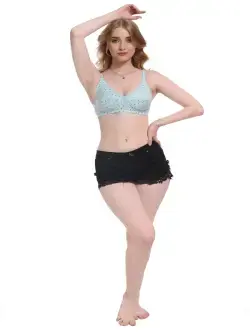 Women Balconette Heavily Padded Bra (Blue)